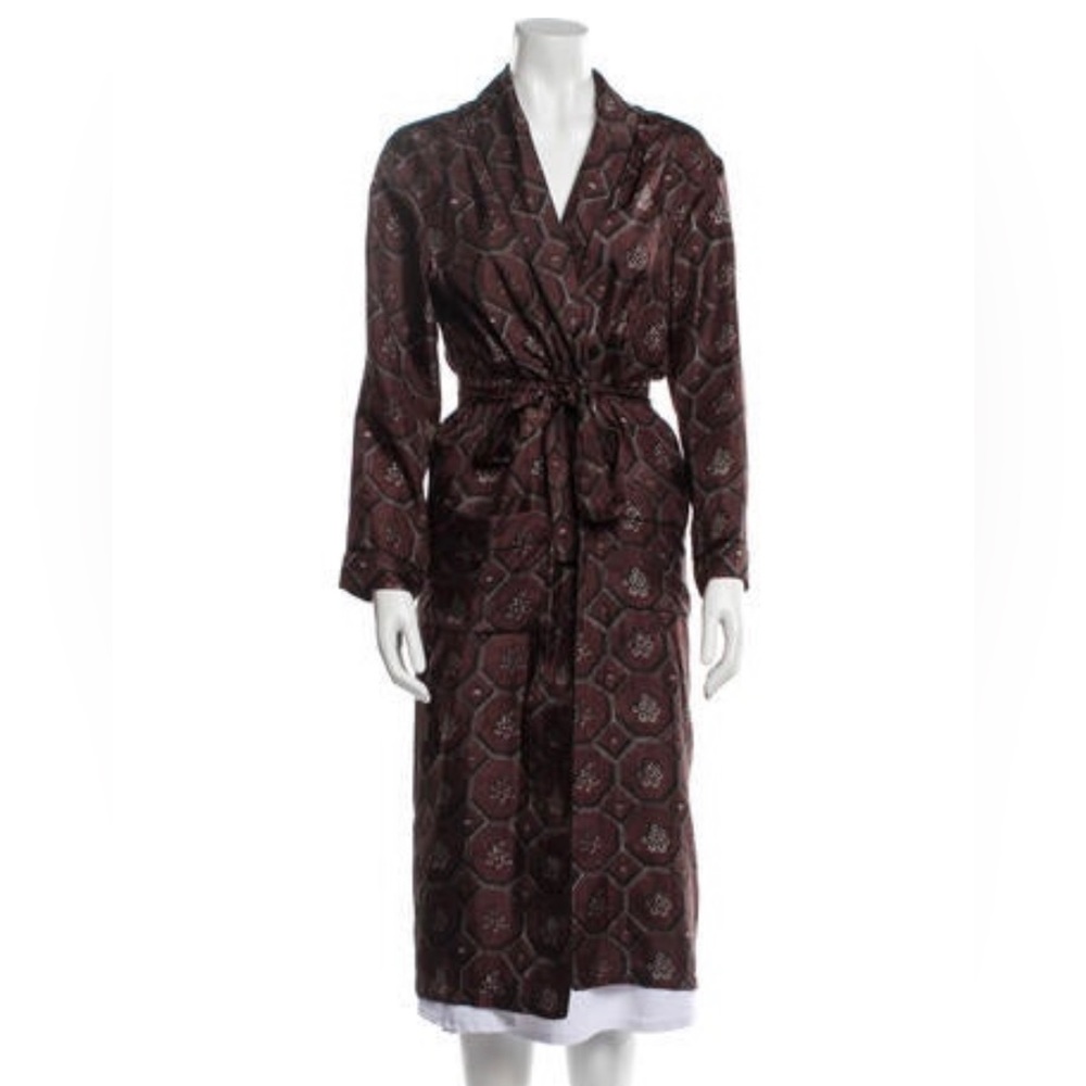 Burberry silk robe, burgundy print